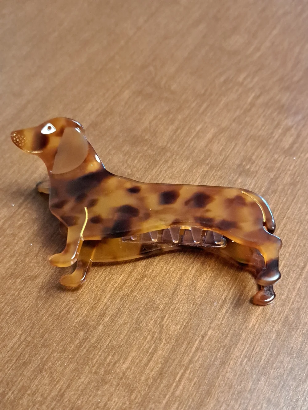 Tortoiseshell Dachshund Dog Hair Clip - Brown